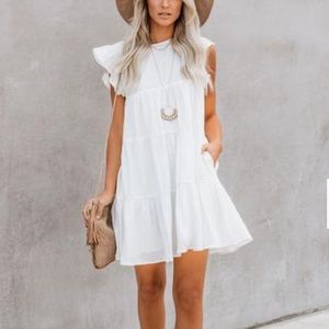 VICI Collection Pocketed Tiered Babydoll Dress